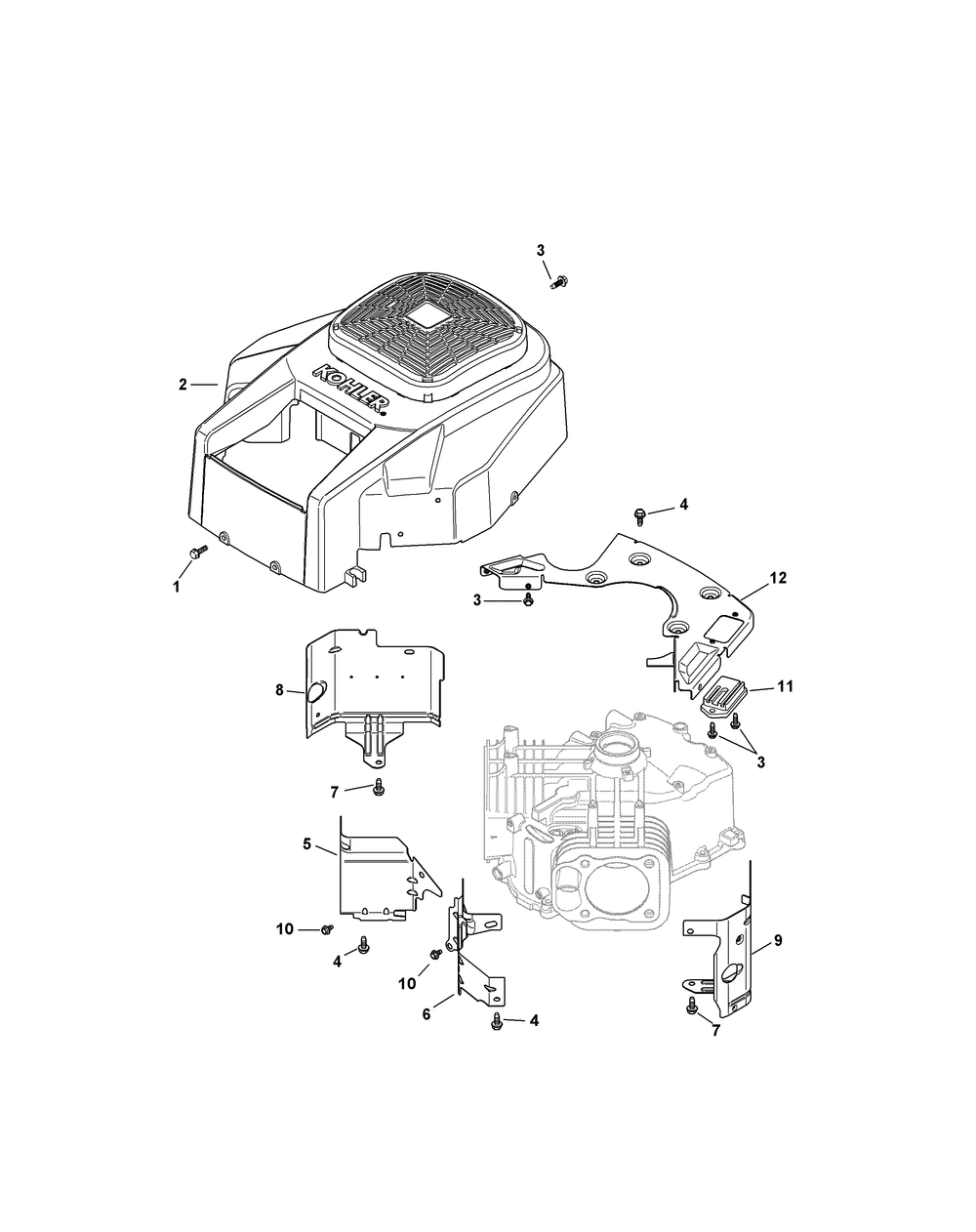 Kohler Sv715-3030 Blower Housing, Baffles And Rectifier Diagram and Parts List for Z-FORCE48 (17BF3AGV-17BF3AGV010)(2011) Cub Cadet Lawn Tractor